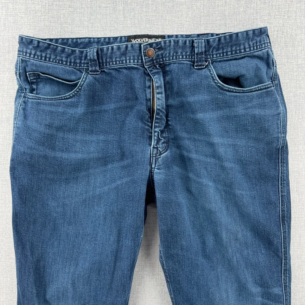 Wolverine FR Flame Resistant Work Jeans Men 40x30 (fits 38x28) Blue CAT2 Utility